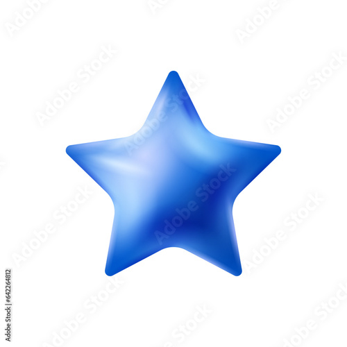 Vector star glossy blue colors 3d cute smooth star shape realistic vector illustration isolated on a white backgroun