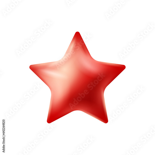 Vector star glossy red colors 3d cute smooth star shape realistic vector illustration isolated on a white backgroun