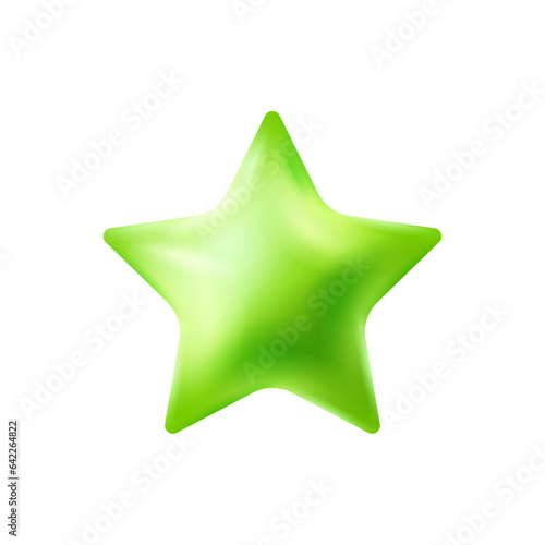 Vector star glossy green colors 3d cute smooth star shape realistic vector illustration isolated on a white backgroun