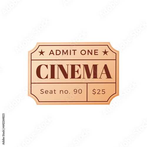 Vector vintage cinema ticket on white background