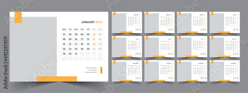 Calendar 2024 planner corporate template design set. Week starts on Monday. template for annual calendar 2024
