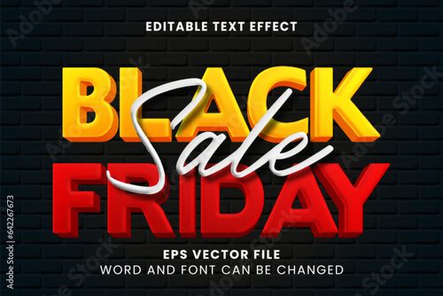 Black friday sale 3d editable vector text effect