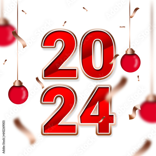 Happy New Year 2024, With lantern for poster, banner, greeting and new year