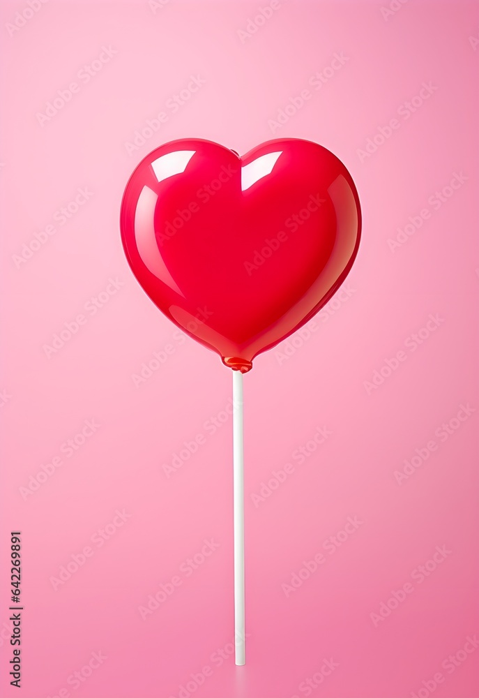 A minimalist pop art representation of a Valentine's lollipop, conveying the sweetness of love.