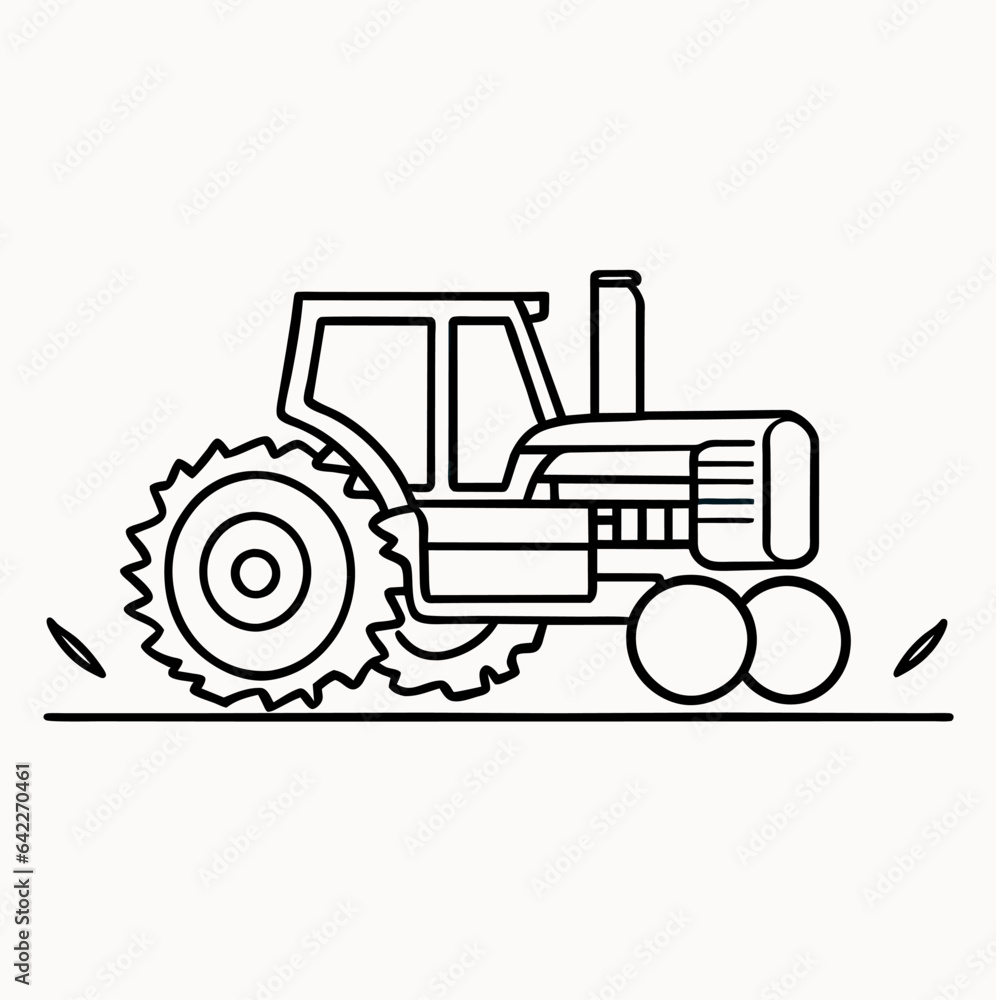 simple design tractor vector outline icon