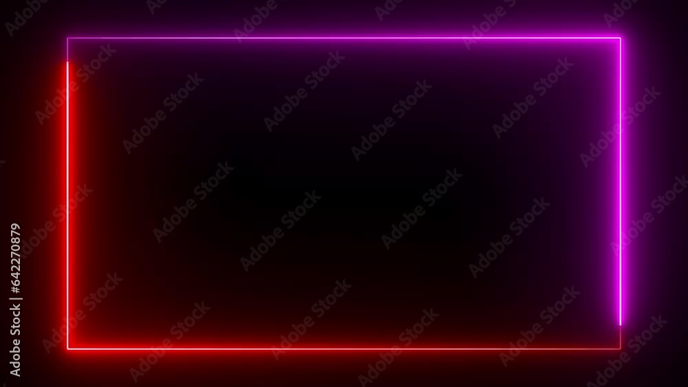 Neon Glowing Rectangle Frame Red and Pink Seamless Loop Neon Glowing Rectangle Frame Red and Pink Seamless Loop