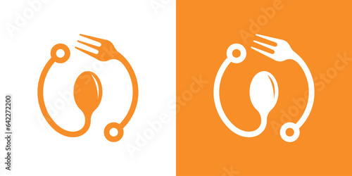 logo design elements of food, spoon and fork combined with a circle
