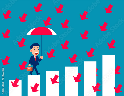 Leadership with risk management. Business facety vector illustration concept