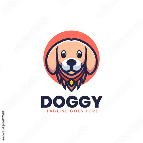 Vector Logo Illustration Doggy Mascot Cartoon Style.