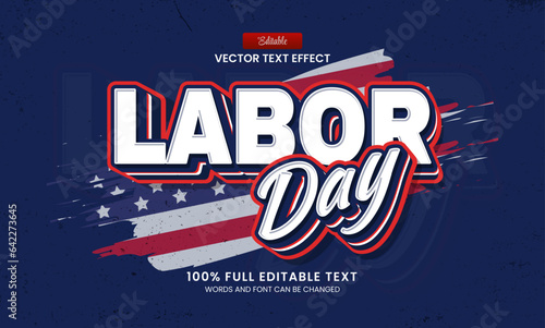 Vector design editable text effect, labor day 3d bold