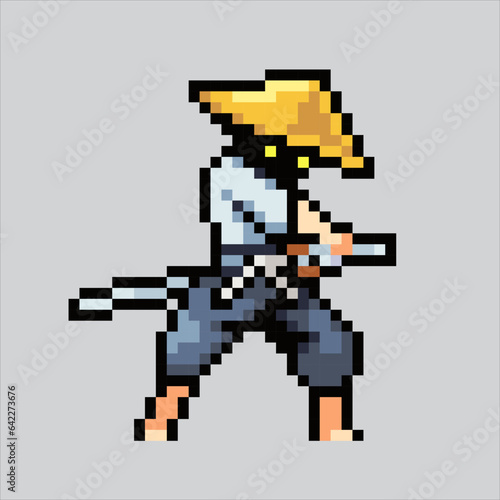 Pixel art illustration Samurai. Pixelated Japan Samurai. Japanese Samurai icon pixelated
for the pixel art game and icon for website and video game. old school retro.