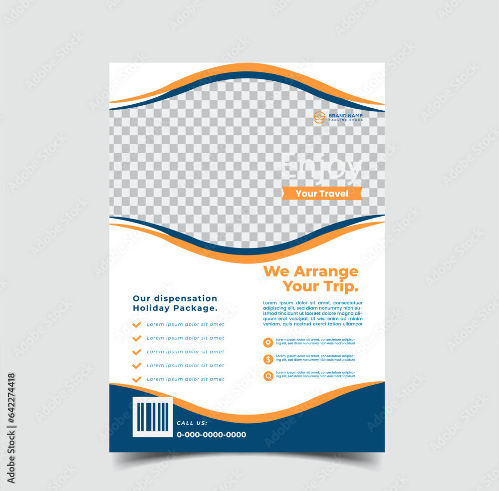 Fototapeta premium vector travel tourism and trip flyer template