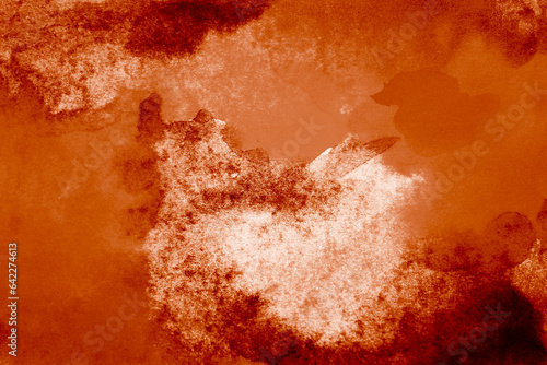 Black bright brown terracotta rusty burnt orange coral peach blood red white abstract watercolor. Art background. Grunge blot stain splash daub rough spot. Design. © Наталья Босяк