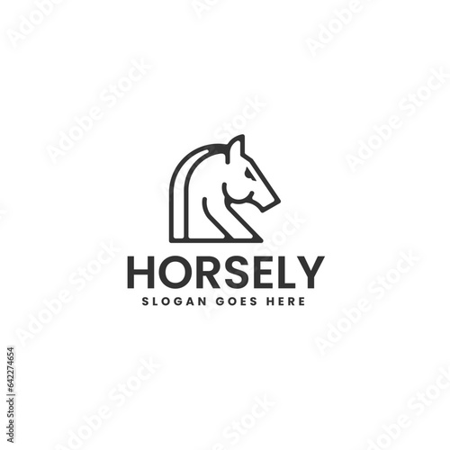 Vector Logo Illustration Horse Line Art Style