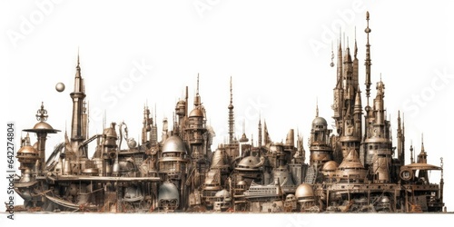 city skyline metal scrap junk on white background. beautiful Generative AI AIG32