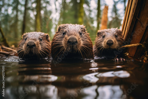 Angry beavers in the water