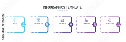 Vector Infographic design with icons and 5 options or steps. Infographics for business concept. Can be used for presentations banner, workflow layout, process diagram, flow chart, info graph