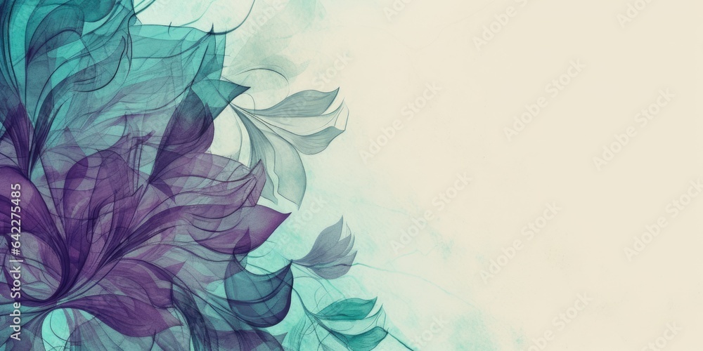 beautiful abstract turquoise purple beige pencil drawing floral design background. beautiful Generative AI AIG32