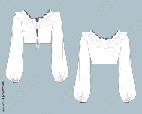 women fashion flat technical sketch drawing template. CAD outfit design vector illustration template. fashion CAD mock up design for garment, apparel template.