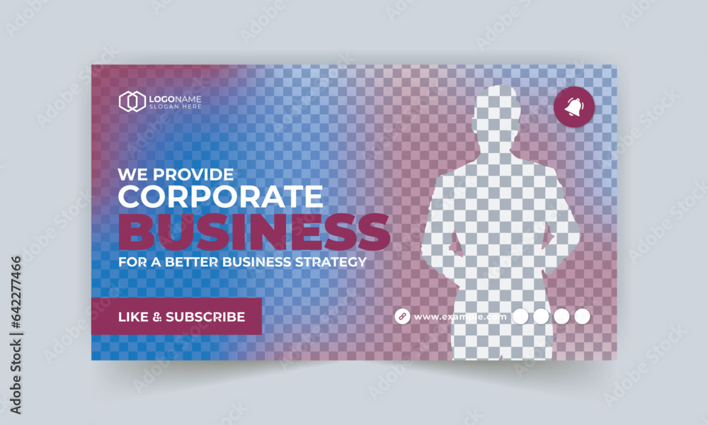 Fototapeta premium Corporate YouTube video thumbnail social media post and web banner template