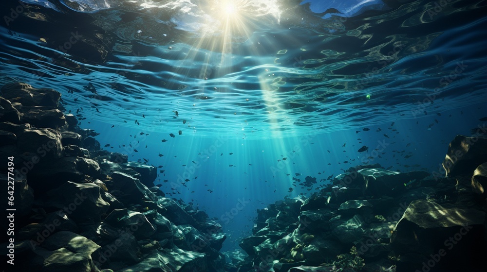 Fototapeta premium Deep natural background including the sea or ocean..