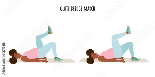Young pregnant woman doing glute bridge march