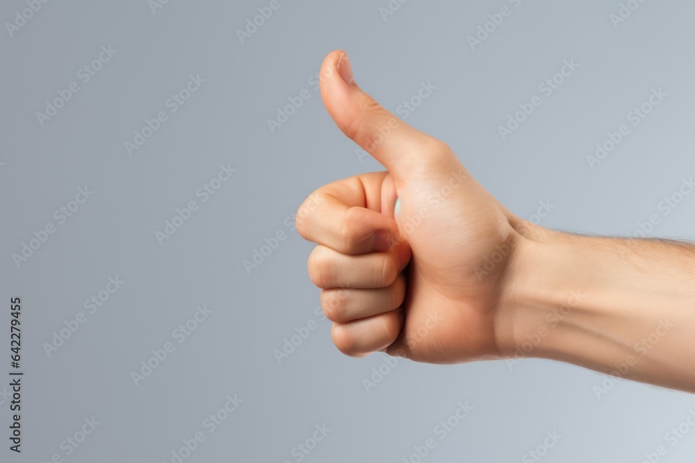 Thumbs up isolated on gray background, concept Admiration, Excellent