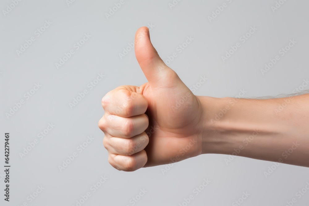Thumbs up isolated on gray background, concept Admiration, Excellent