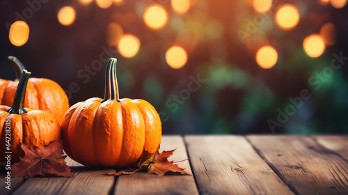 halloween pumpkins on a wooden table