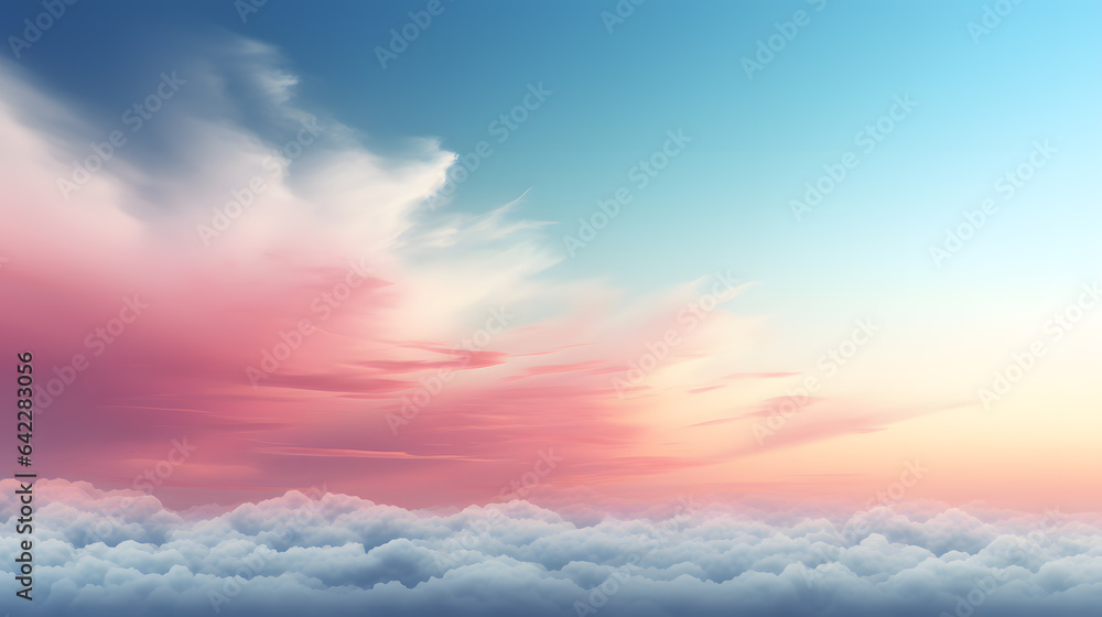 there is a plane flying over a cloud covered sky at sunset Generative AI