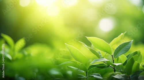 green leaves on a sunny day background