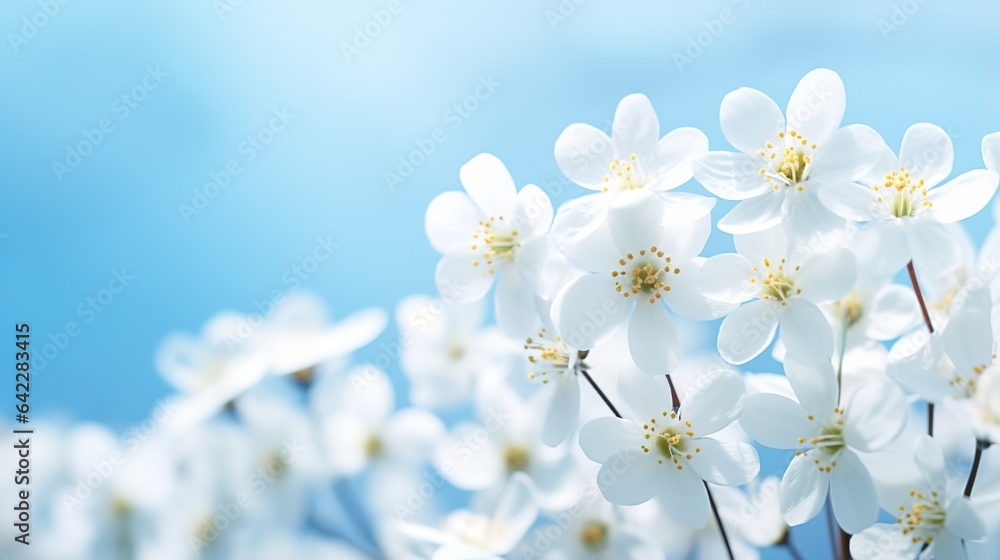 white flowers on blue sky background