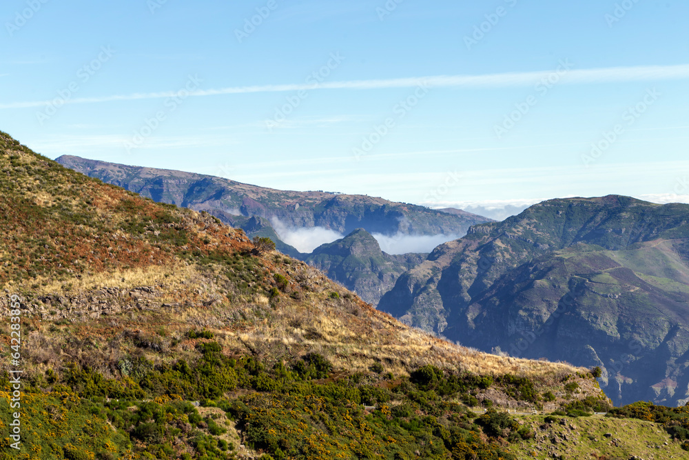 View from from the Paul da Serra mountain plateau on the island of Madeira (Portugal)