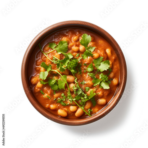 Indian bean Curry in a bowl garnished with finely chopped cilantro