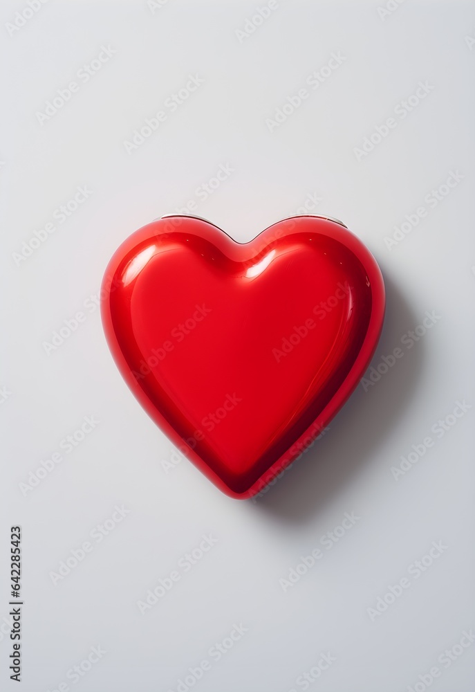 Minimalist rendering of a red heart shape in the vibrant, bold style of pop art, encapsulating the essence of love and romance.