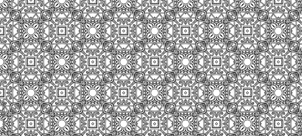 Beautiful vintage- modern- traditional detail outline pattern. Folk inspired repeating pattern. Hand drawn.