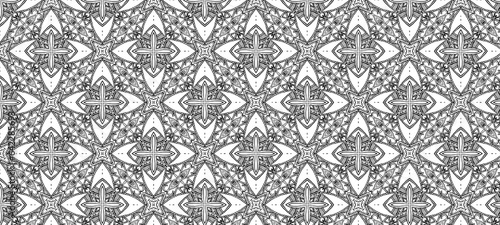 Seamless black- fine outline detailed pattern. Hand drawn. 