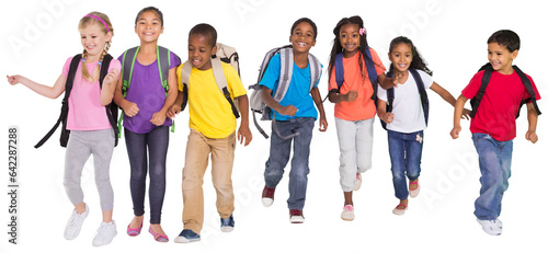 Digital png photo of happy diverse school children on transparent background