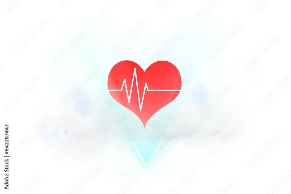 Digital png illustration of red heart with heartbeat on transparent background