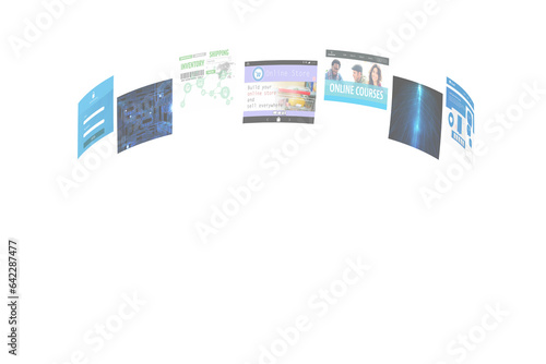 Digital png illustration of screens of web sites on transparent background