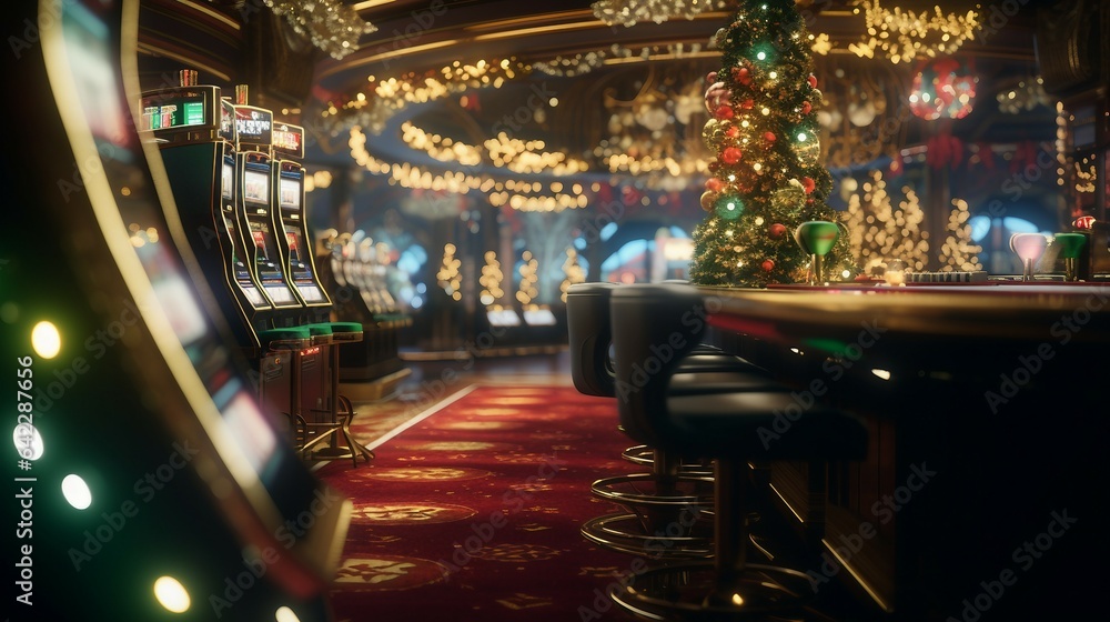 casino in the night with christmas xmas lights generative art