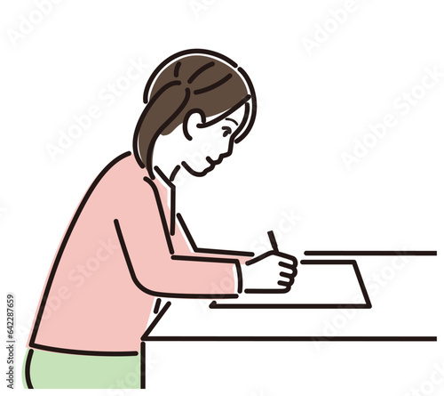 勉強する女の子