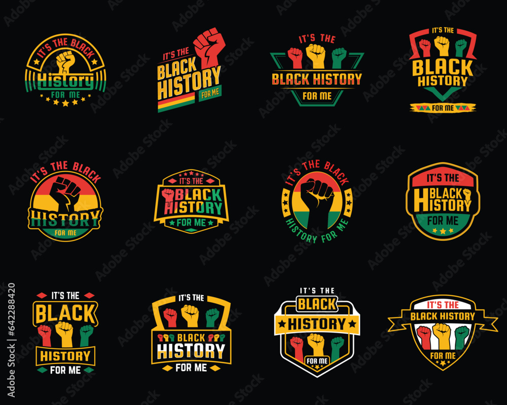 Black history month t shirt design mega bundle with typography black history quote and vector shape