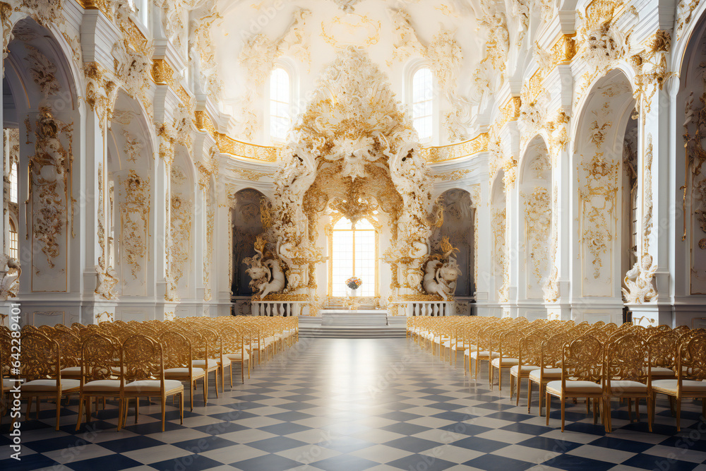 White decorated baroque hall