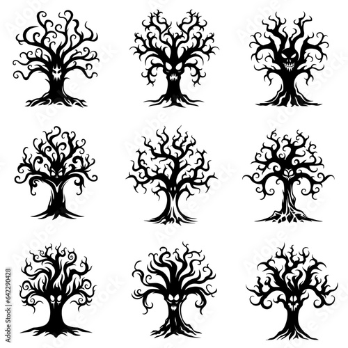 Spooky Halloween Trees Silhouette collection