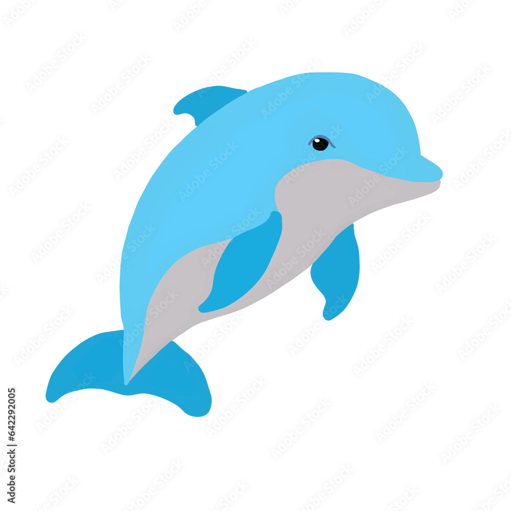 Naklejka premium Cute dolphin isolated on white background. Vector illustration