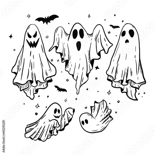 Hand drawn style ghost vector illustration