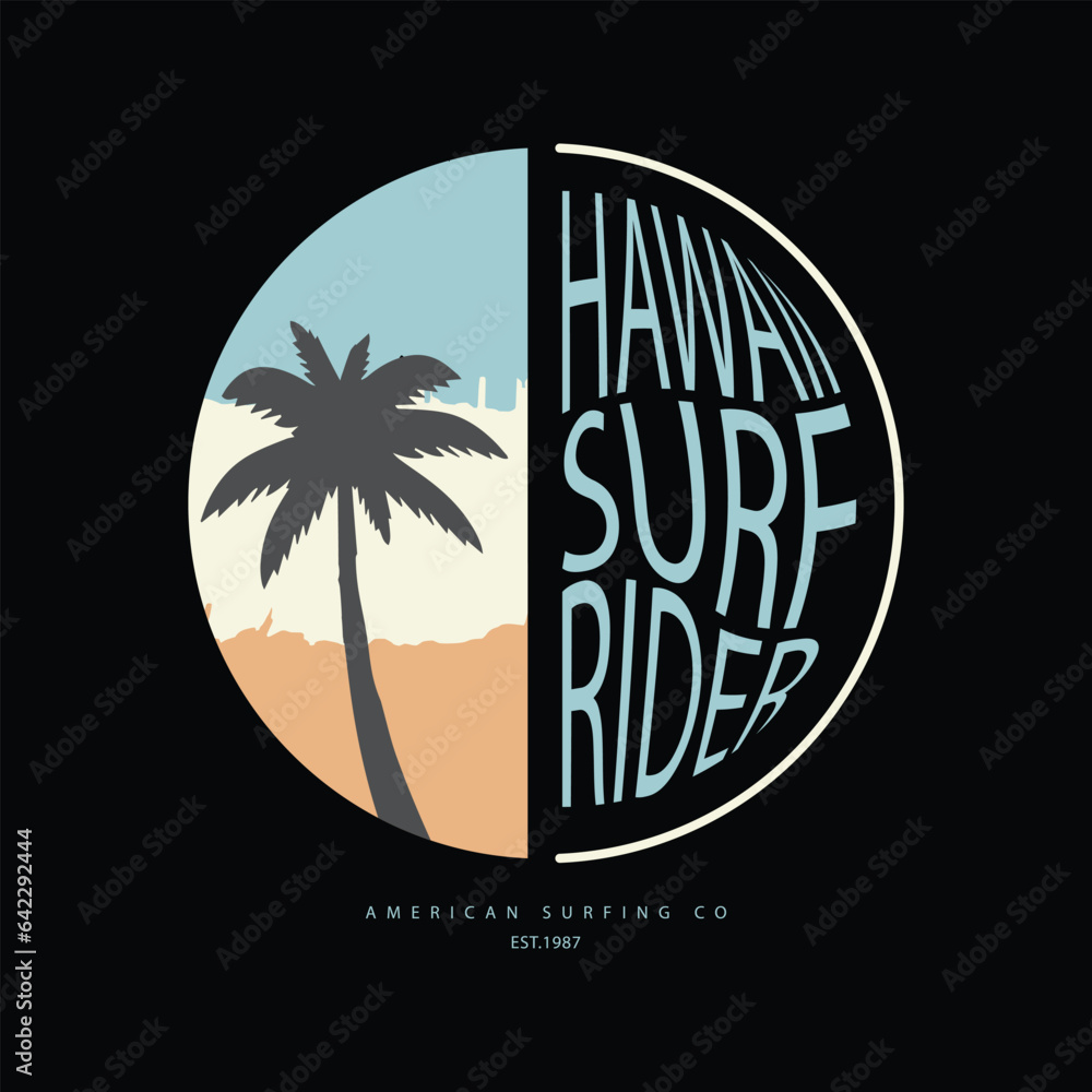 Hawaii summer beach Illustration typography for t shirt, poster, logo, sticker, or apparel merchandise