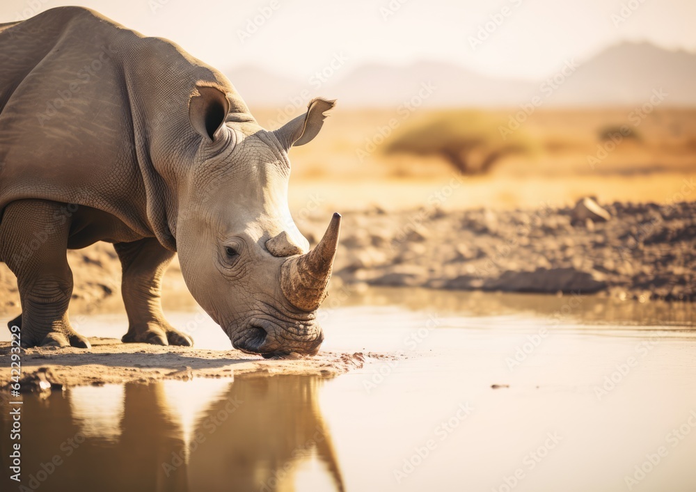 Obraz premium The black rhinoceros, black rhino or hook-lipped rhinoceros