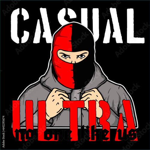 football fans Ultras use mask with hoodie Red Black color